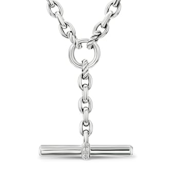 David Yurman DY Mercer™ Petite Toggle Necklace In Sterling Silver With Diamonds, 4.5mm