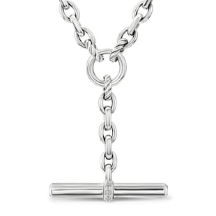 David Yurman DY Mercer™ Petite Toggle Necklace In Sterling Silver With Diamonds, 4.5mm