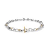 David Yurman DY Mercer™ Chain Necklace in Sterling Silver with 18ct Yellow Gold and Diamonds, 8mm
