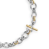 David Yurman DY Mercer™ Chain Necklace in Sterling Silver with 18ct Yellow Gold and Diamonds, 8mm