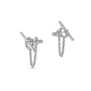 David Yurman DY Mercer™ Bold Toggle Chain Stud Earrings In Sterling Silver, 50.4mm