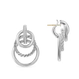 David Yurman DY Mercer® Triple Ring Drop Earrings In Sterling Silver With Diamonds, 35.6mm