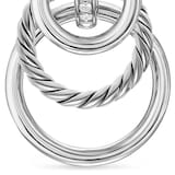 David Yurman DY Mercer® Triple Ring Drop Earrings In Sterling Silver With Diamonds, 35.6mm