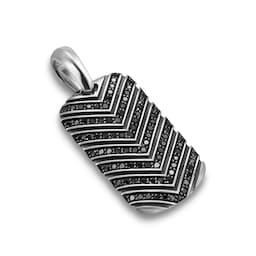 37360232 - Chevron Tag In Sterling Silver With Black Diamonds, 27mm