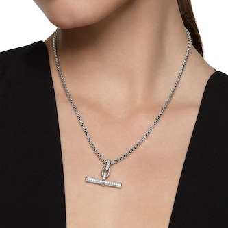 David Yurman DY Madison® Toggle Pendant In Sterling Silver With Diamonds, 29mm David Yurman DY Madison® Toggle Pendant In Sterling Silver With Diamonds, 29mm