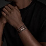 David Yurman Chevron Triple Wrap Bracelet in Black Leather and Sterling Silver, 3mm