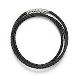 David Yurman Chevron Triple Wrap Bracelet in Black Leather and Sterling Silver, 3mm