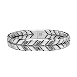 David Yurman Chevron Woven Bracelet in Sterling Silver with Black Diamonds and Black Nylon, 12mm