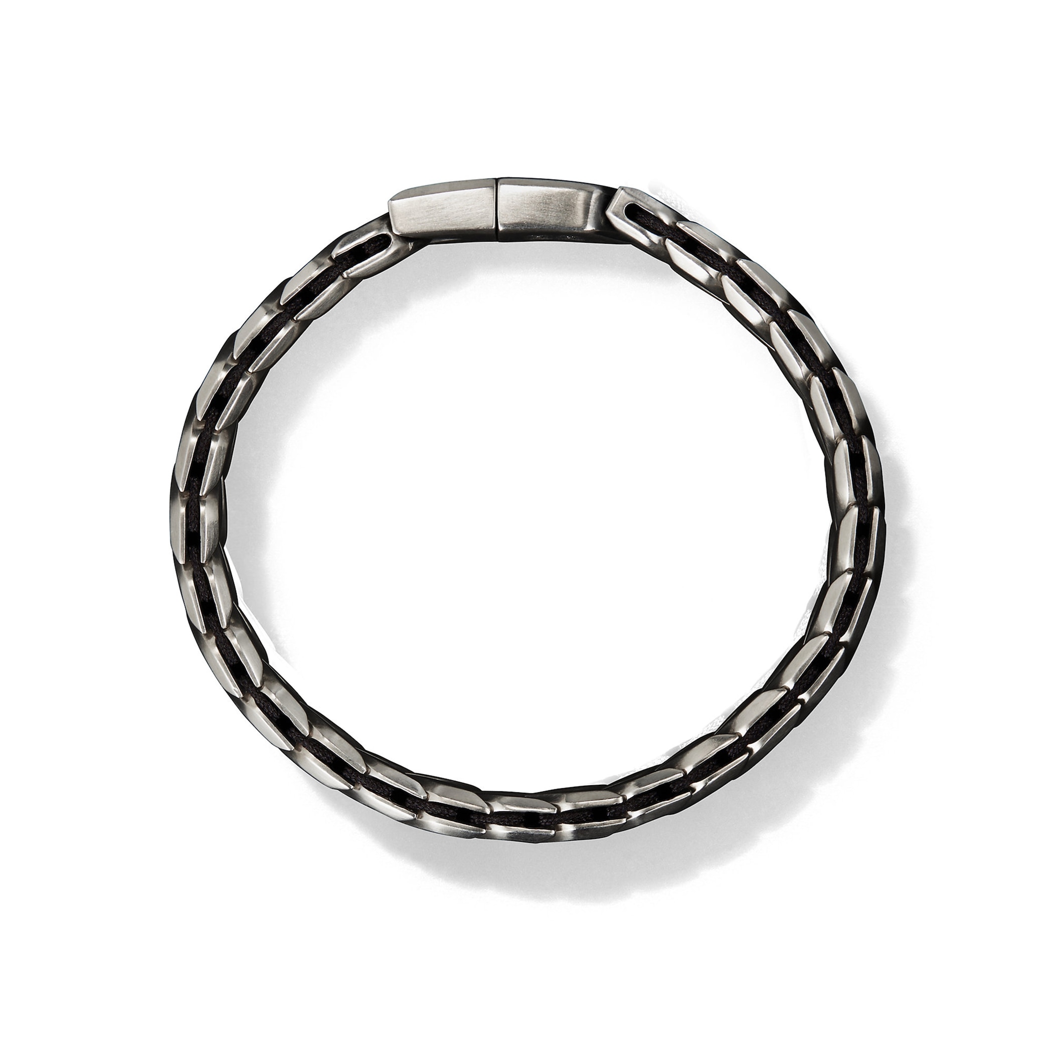 David Yurman Chevron Woven Bracelet in Sterling Silver with Black Diamonds and Black Nylon, 12mm David Yurman Chevron Woven Bracelet in Sterling Silver with Black Diamonds and Black Nylon, 12mm