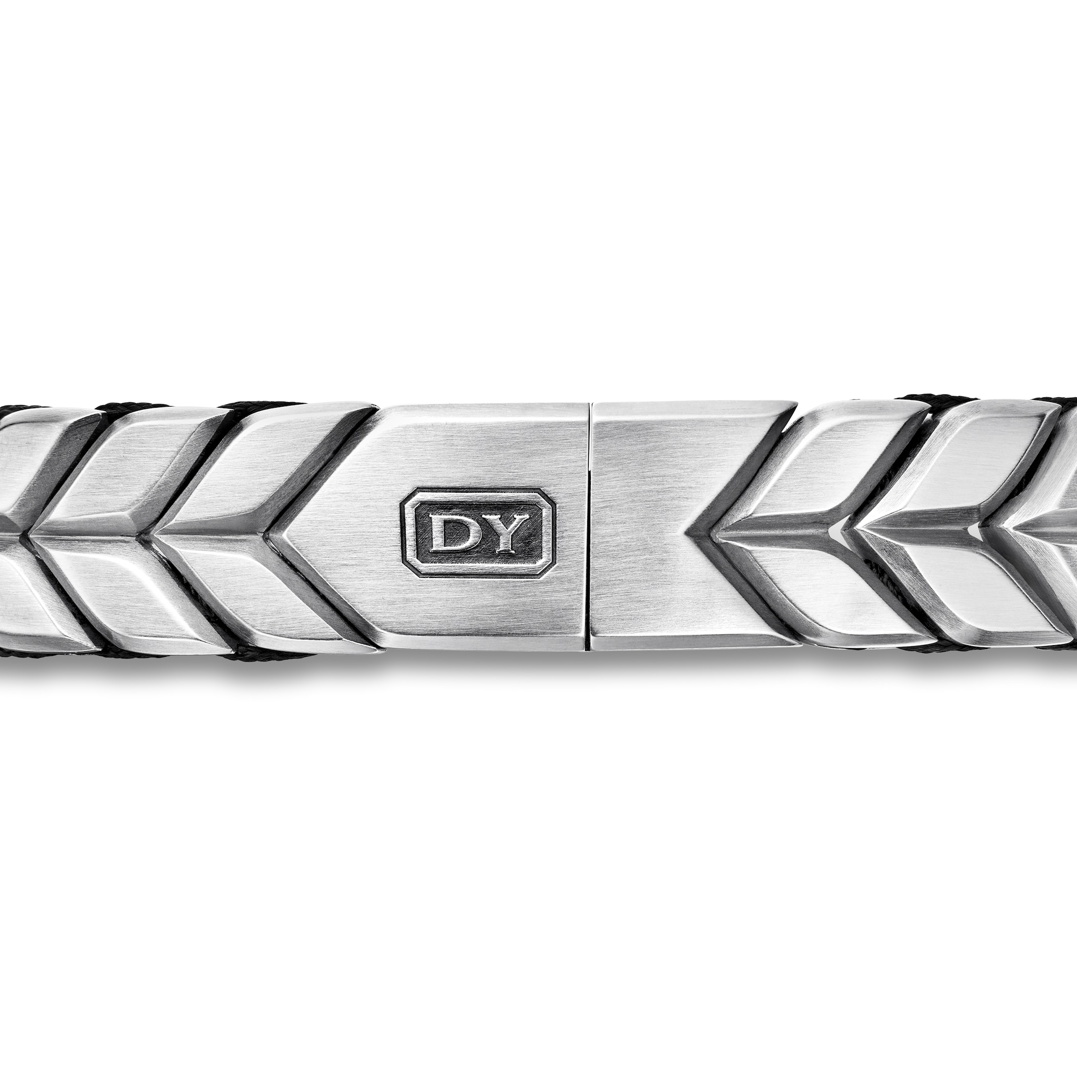 David Yurman Chevron Woven Bracelet in Sterling Silver with Black Diamonds and Black Nylon, 12mm David Yurman Chevron Woven Bracelet in Sterling Silver with Black Diamonds and Black Nylon, 12mm