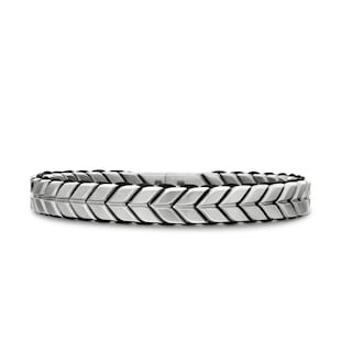 David Yurman Chevron Woven Bracelet in Sterling Silver with Black Nylon, 9mm
