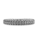 David Yurman Chevron Woven Bracelet in Sterling Silver with Black Diamonds and Black Nylon, 9mm - Size Medium