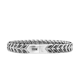 David Yurman Chevron Woven Bracelet in Sterling Silver with Black Diamonds and Black Nylon, 9mm - Size Medium