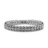 David Yurman Chevron Woven Bracelet in Sterling Silver with Black Diamonds and Black Nylon, 9mm - Size Medium