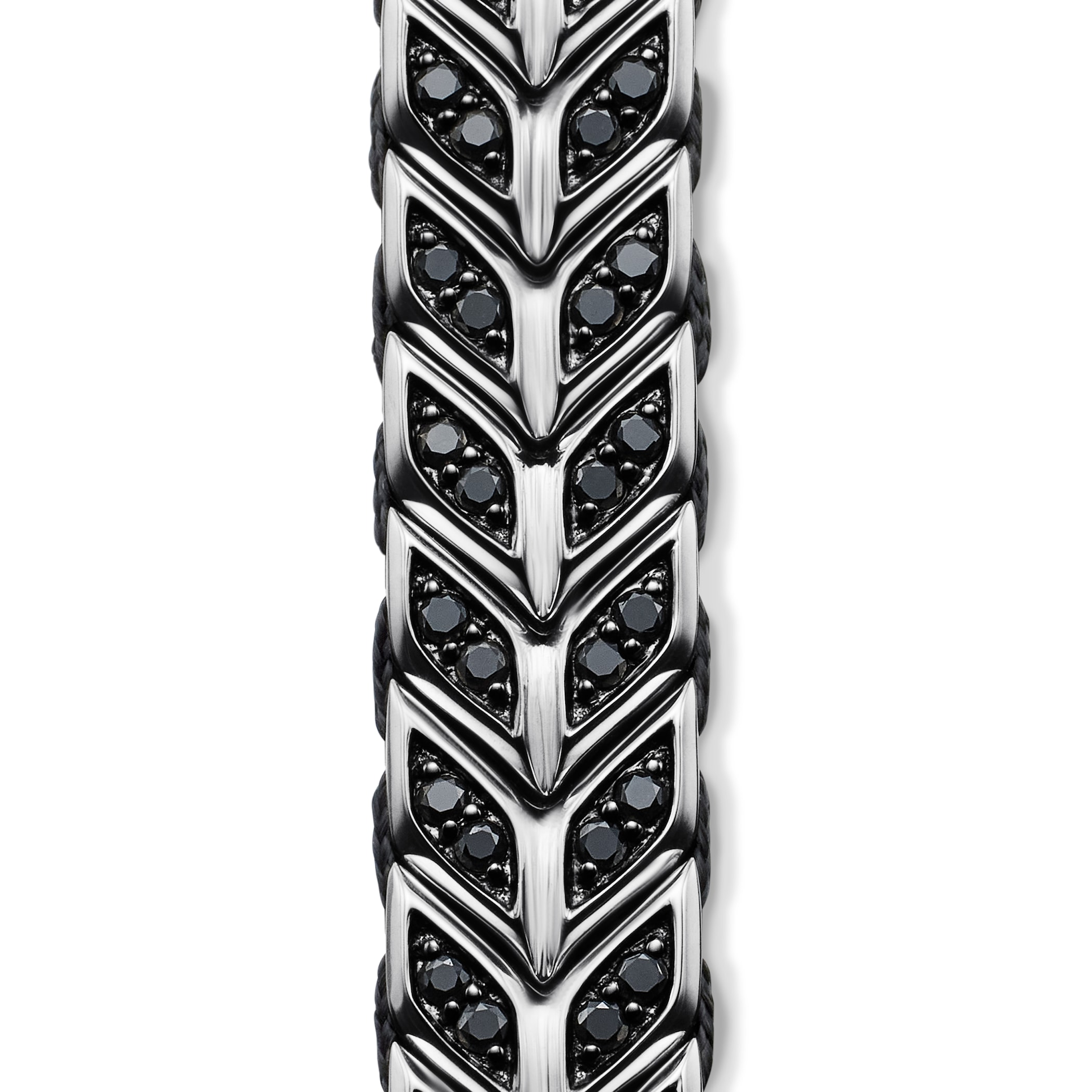 David Yurman Chevron Woven Bracelet in Sterling Silver with Black Diamonds and Black Nylon, 9mm David Yurman Chevron Woven Bracelet in Sterling Silver with Black Diamonds and Black Nylon, 9mm