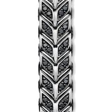 David Yurman Chevron Woven Bracelet in Sterling Silver with Black Diamonds and Black Nylon, 9mm - Size Medium