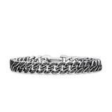 David Yurman Curb Chain Bracelet in Sterling Silver with Black Diamonds, 8mm - Size Small