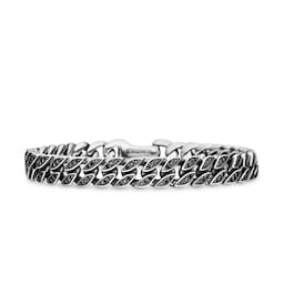 37360243 - Curb Chain Bracelet in Sterling Silver with Black Diamonds, 8mm