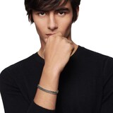 David Yurman Curb Chain Bracelet in Sterling Silver with Black Diamonds, 8mm - Size Small