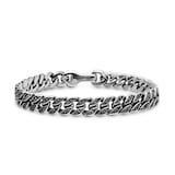 David Yurman Curb Chain Bracelet in Sterling Silver with Black Diamonds, 8mm - Size Small