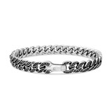 David Yurman Curb Chain Bracelet in Sterling Silver with Black Diamonds, 8mm - Size Small
