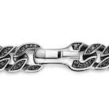 David Yurman Curb Chain Bracelet in Sterling Silver with Black Diamonds, 8mm - Size Small