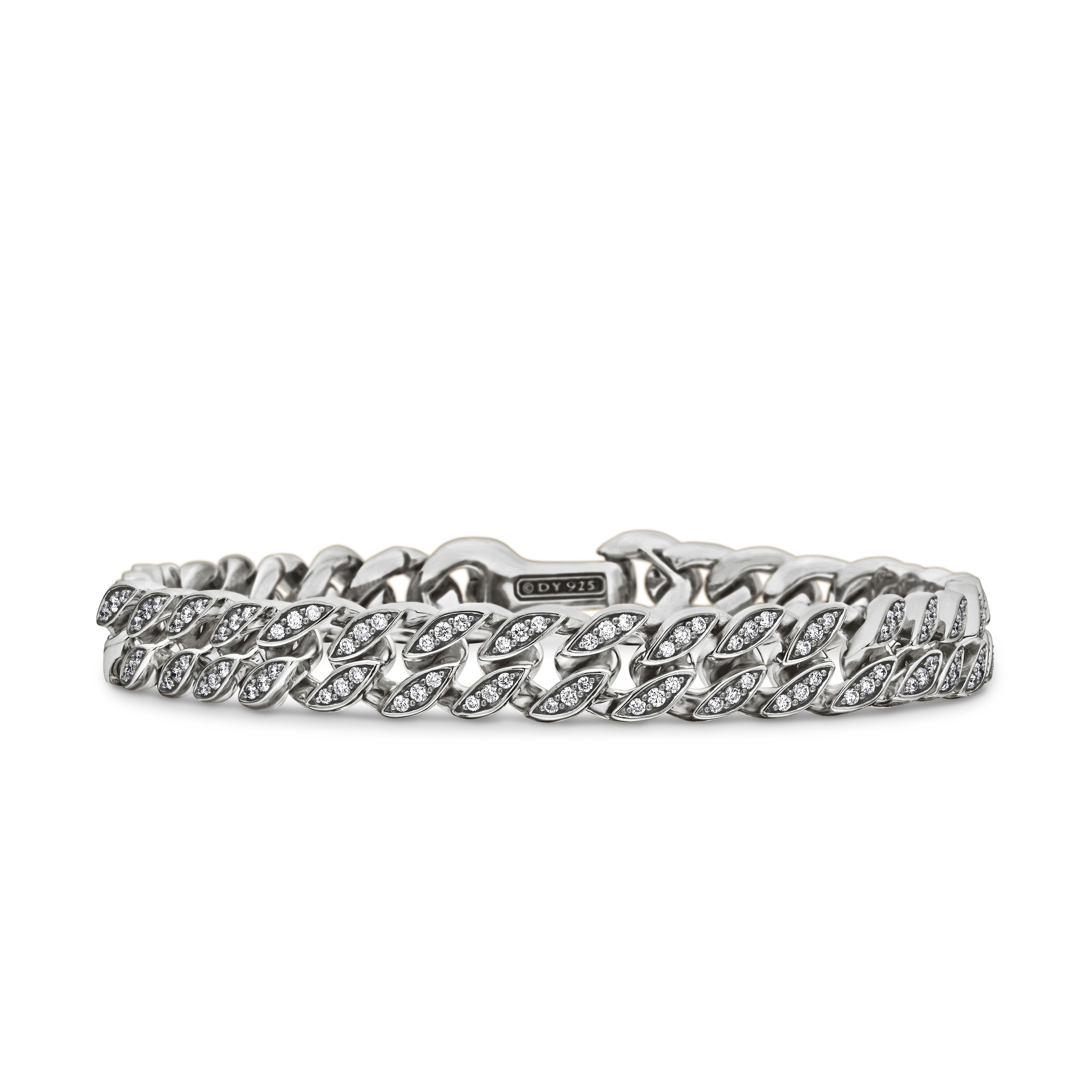 David Yurman Curb Chain Bracelet in Sterling Silver with Diamonds, 8mm