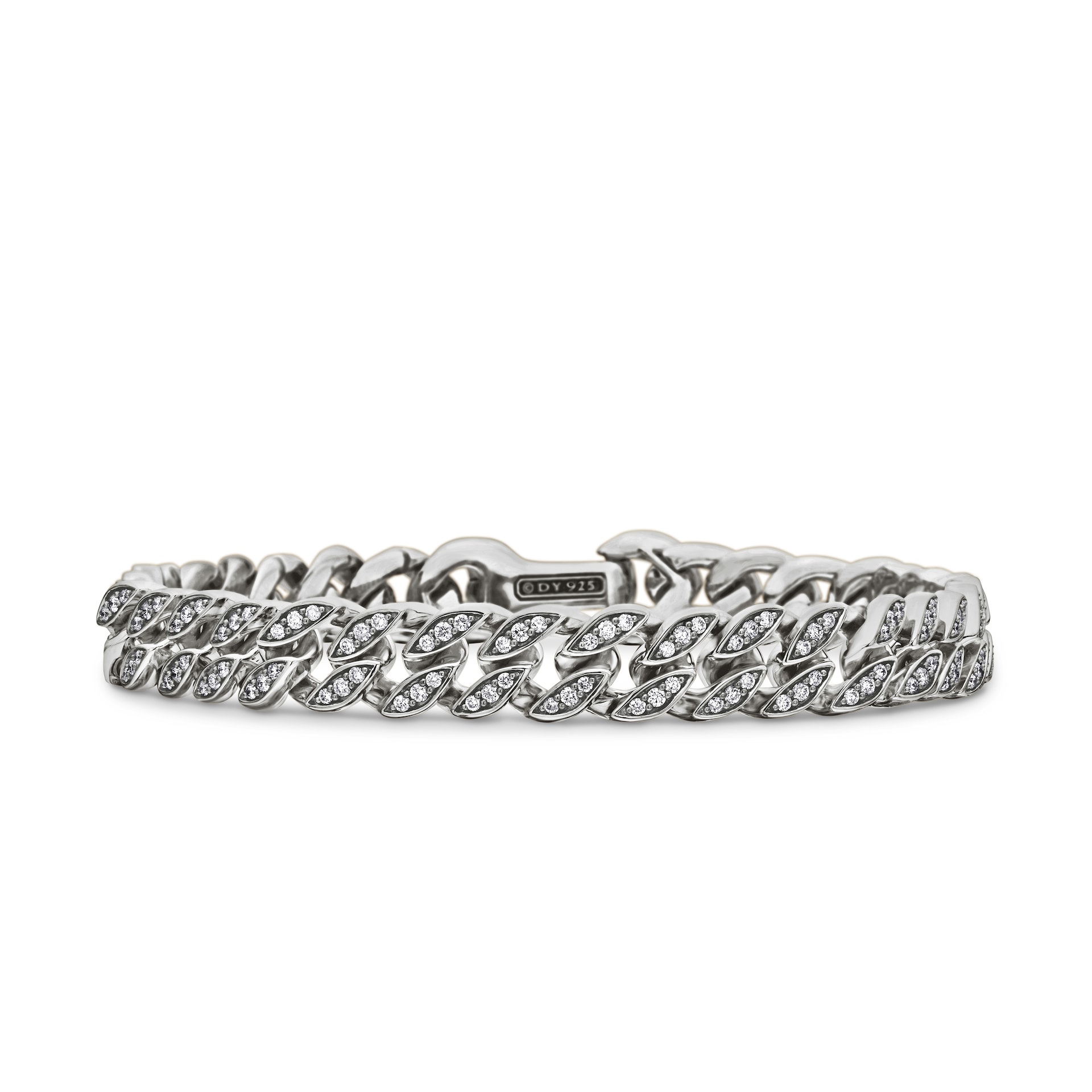 David Yurman Curb Chain Bracelet in Sterling Silver with Diamonds, 8mm