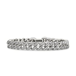37360244 - Curb Chain Bracelet in Sterling Silver with Diamonds, 8mm