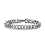 David Yurman Curb Chain Bracelet in Sterling Silver with Diamonds, 8mm - Size Small