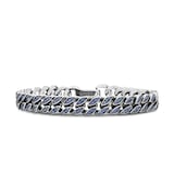 David Yurman Curb Chain Bracelet in Sterling Silver with Sapphires, 8mm