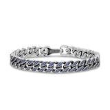 David Yurman Curb Chain Bracelet in Sterling Silver with Sapphires, 8mm