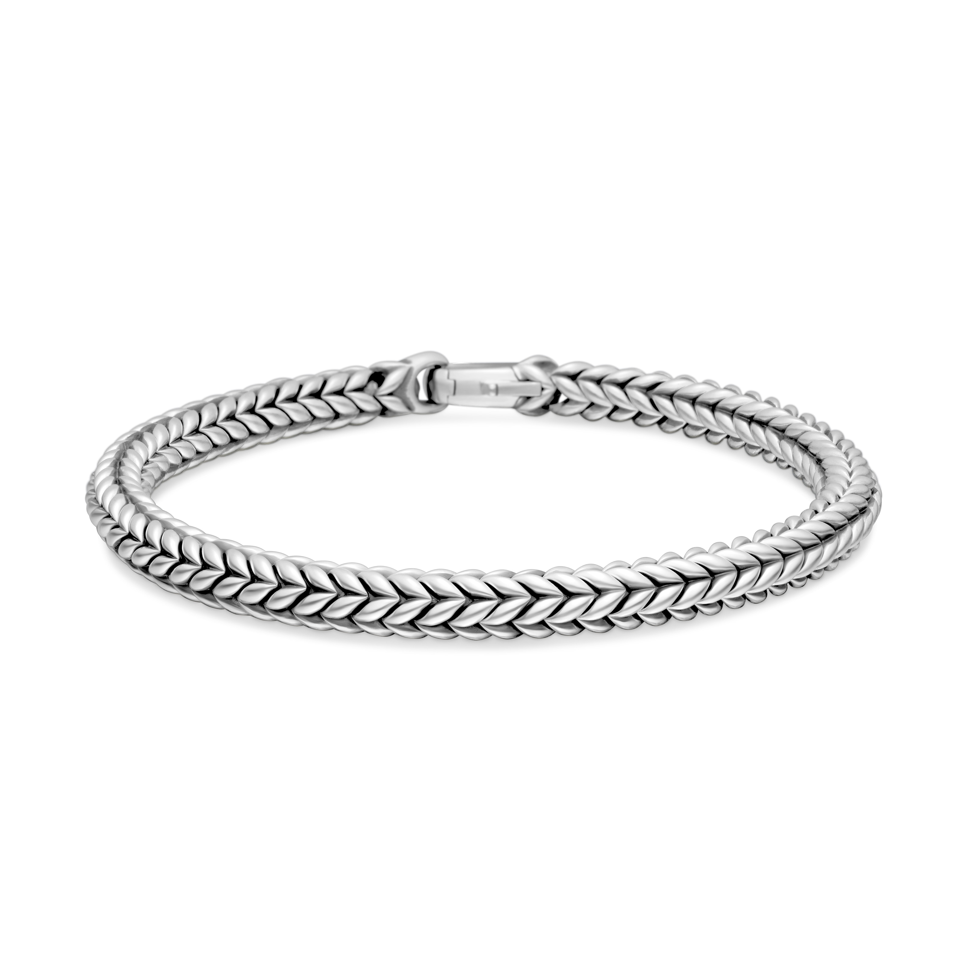 Chevron Bead Bracelet in Sterling Silver, 6mm - Size Small