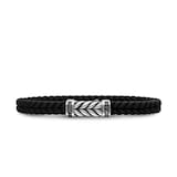 David Yurman Chevron Bracelet In Black Rubber with Black Diamonds and Sterling Silver, 6mm