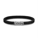 David Yurman Chevron Bracelet In Black Rubber with Black Diamonds and Sterling Silver, 6mm
