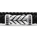 David Yurman Chevron Bracelet In Black Rubber with Black Diamonds and Sterling Silver, 6mm