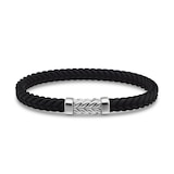 David Yurman Chevron Bracelet In Black Rubber With Sterling Silver, 6mm