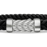 David Yurman Chevron Bracelet In Black Rubber With Sterling Silver, 6mm
