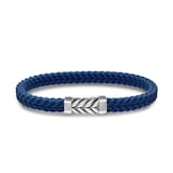David Yurman Chevron Bracelet  in Blue Rubber with Sterling Silver, 6mm