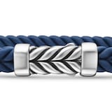 David Yurman Chevron Bracelet  in Blue Rubber with Sterling Silver, 6mm