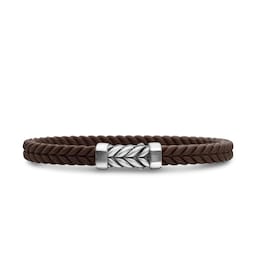 37360251 - Chevron Bracelet in Brown Rubber with Sterling Silver, 6mm