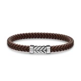 David Yurman Chevron Bracelet  in Brown Rubber with Sterling Silver, 6mm