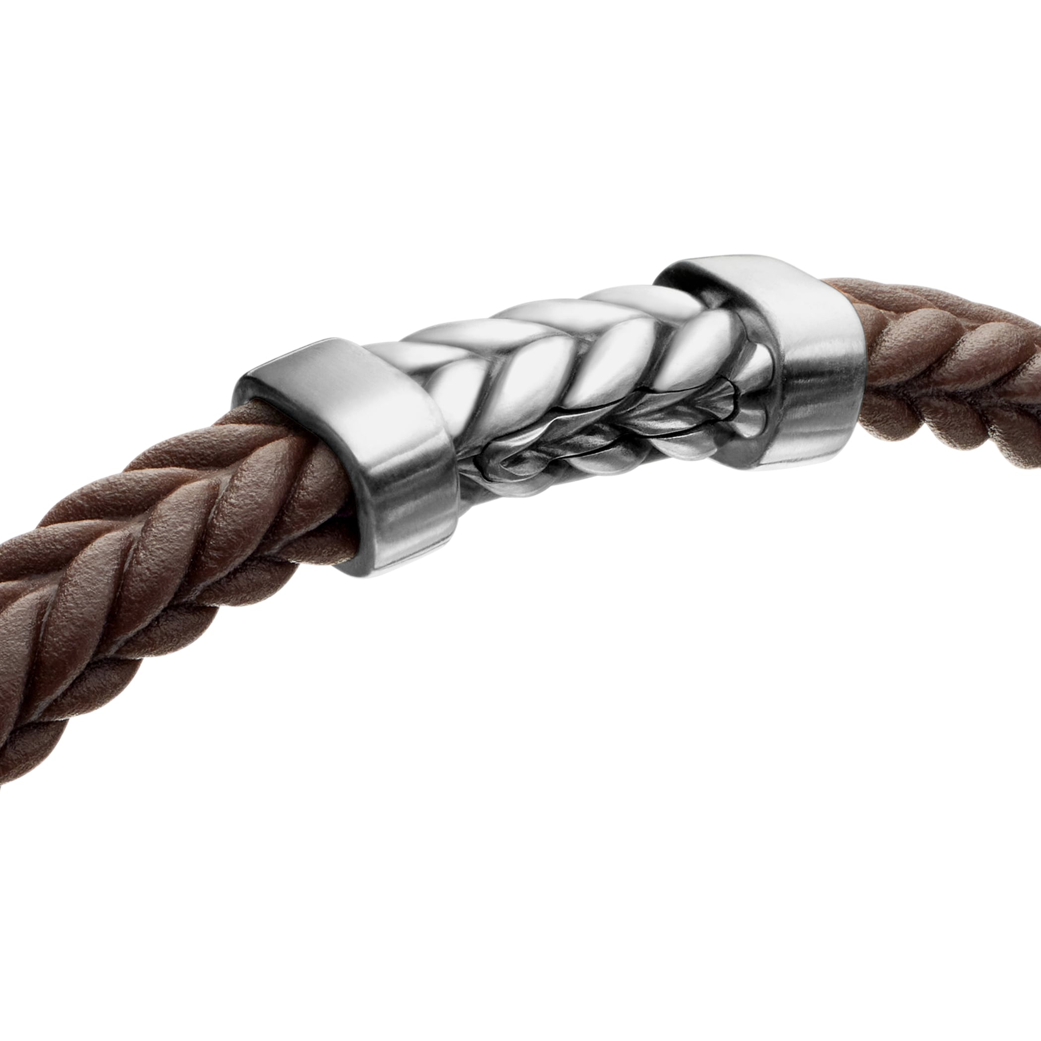 David Yurman Chevron Bracelet  in Brown Rubber with Sterling Silver, 6mm