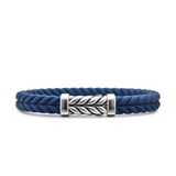 David Yurman Chevron Bracelet  in Blue Rubber with Sterling Silver, 9mm