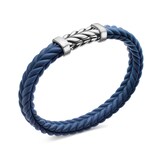David Yurman Chevron Bracelet  in Blue Rubber with Sterling Silver, 9mm