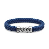 David Yurman Chevron Bracelet  in Blue Rubber with Sterling Silver, 9mm