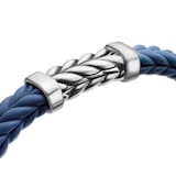 David Yurman Chevron Bracelet  in Blue Rubber with Sterling Silver, 9mm