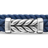 David Yurman Chevron Bracelet  in Blue Rubber with Sterling Silver, 9mm