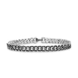 David Yurman Curb Chain Bracelet in Sterling Silver with Black Diamonds, 6mm