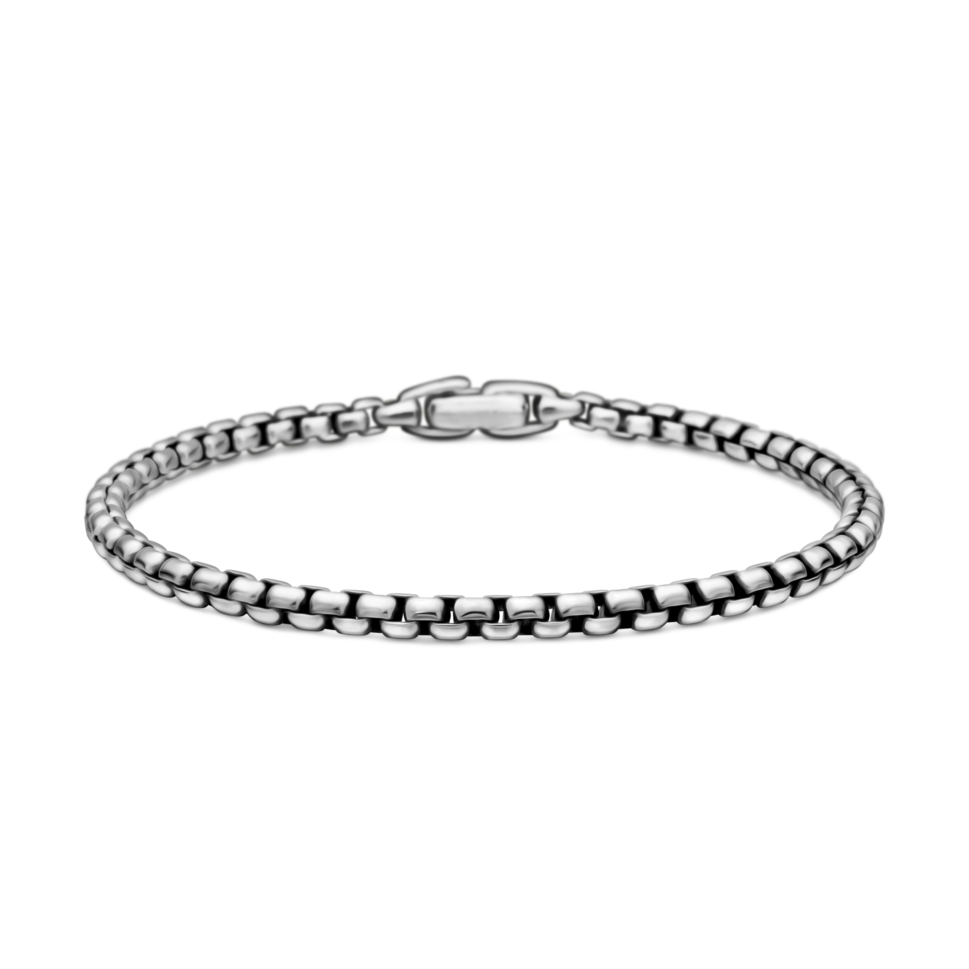 Box Chain Bracelet in Sterling Silver, 4mm - Size Medium